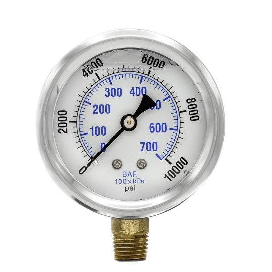 Glycerin Filled Industrial Bottom Mount Pressure Gauge - Click Image to Close