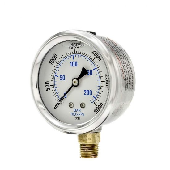 Glycerin Filled Industrial Bottom Mount Pressure Gauge with Stainless Steel Case - Click Image to Close