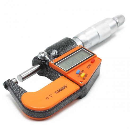 Micrometer with Large Display - Inch/Metric Conversion 0-1"/ 0-25 mm Measuring Range - Click Image to Close