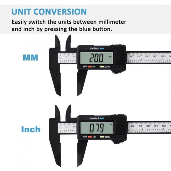 Digital Caliper, 0-6" Calipers Measuring Tool - Electronic Micrometer Caliper with Large LCD Screen - Click Image to Close