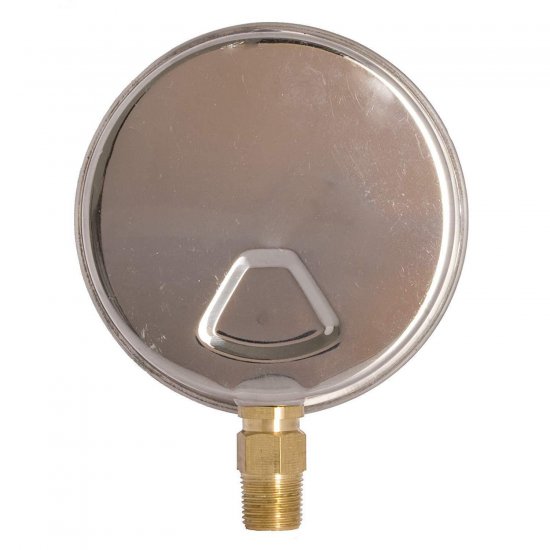 4" Oil Filled Vacuum Pressure Gauge - Stainless Steel Case, Brass, 1/4" NPT, Lower Mount Connection - Click Image to Close