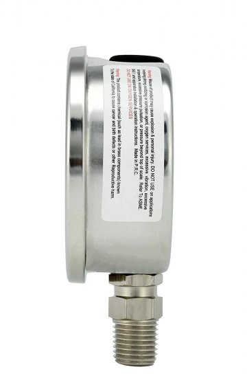 2" Pressure Gauge, Stainless Steel Case, Chrome Plated Brass Connection, Lqiuid Filled, 0-60 psi/kPa, Lower Mount 1/4" NPT - Click Image to Close