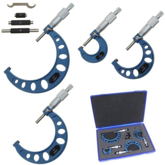 Premium Outside Micrometer Set 0-4"/0.0001" Precision Machinist Tool - Click Image to Close