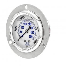 Glycerin Filled Industrial Front Flanged Panel Mount Pressure Gauge with Stainless Steel Case