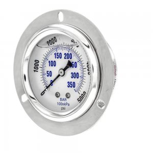 Glycerin Filled Industrial Front Flanged Panel Mount Pressure Gauge with Stainless Steel Case