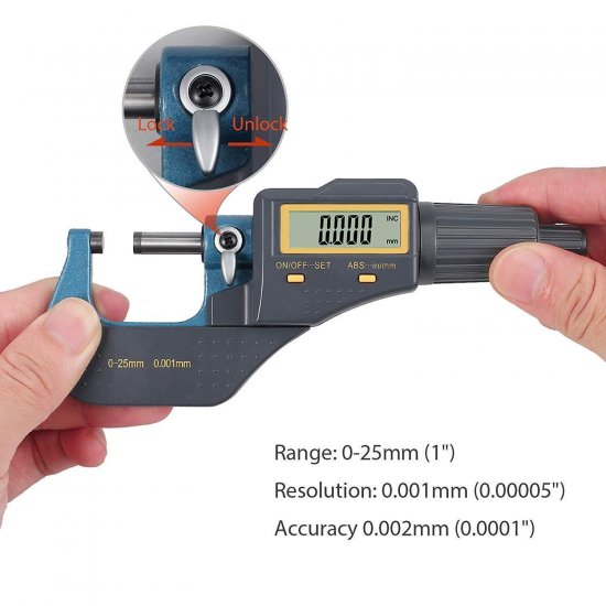 Digital Outside Micrometer 0-1" Electronic Micrometer Inch/Metric Diameter Caliper - Click Image to Close