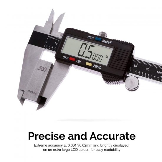 Electronic Digital Caliper Stainless Steel Body with Large LCD Screen - Click Image to Close