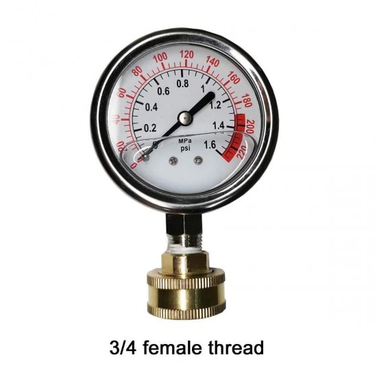 Single Scale Pressure Gauge with Brass Internals, 2-1/2" Dial Display, Bottom Mount - Click Image to Close