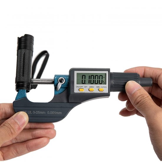 Digital Electronic Display Micrometer 0-1" / 0-25mm Gauge 0.00004" / 0.001mm Thickness Measuring Tools Inch/Metric Caliper, Protective Case (with Extra Battery) - Click Image to Close