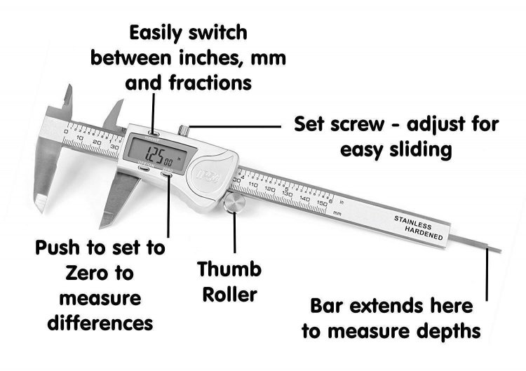 Digital Caliper, Durable Stainless Steel Electronic Measuring Tool - Click Image to Close