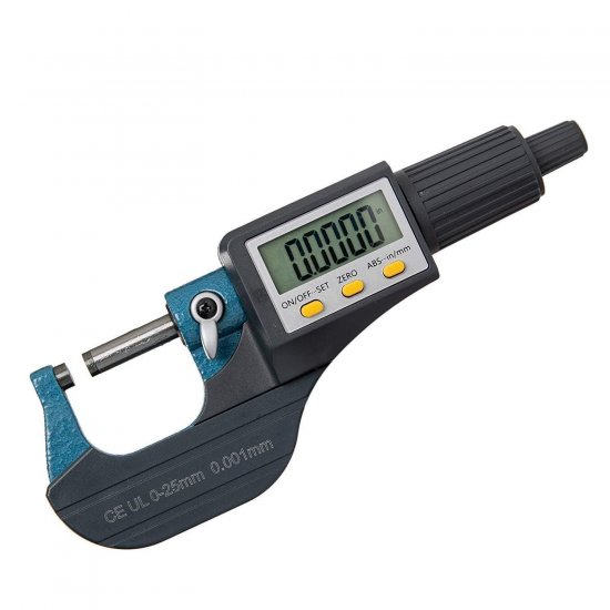 Digital Electronic Display Micrometer 0-1" / 0-25mm Gauge 0.00004" / 0.001mm Thickness Measuring Tools Inch/Metric Caliper, Protective Case (with Extra Battery) - Click Image to Close