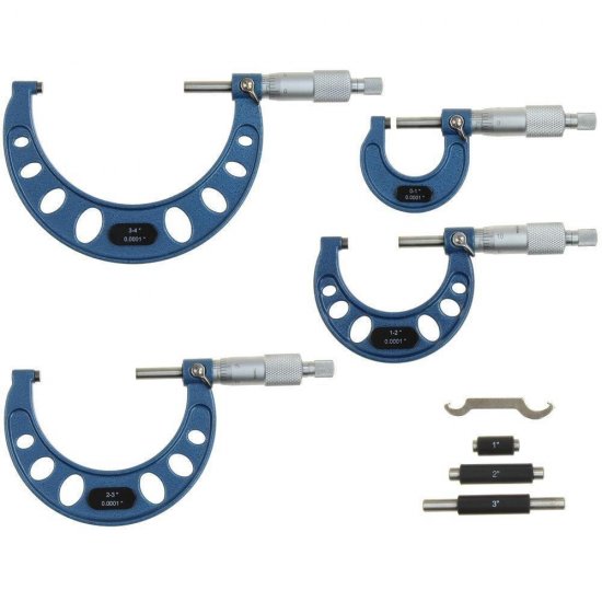 Premium Outside Micrometer Set 0-4"/0.0001" Precision Machinist Tool - Click Image to Close