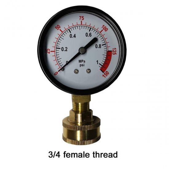 Single Scale Pressure Gauge with Brass Internals, 2-1/2" Dial Display, Bottom Mount - Click Image to Close