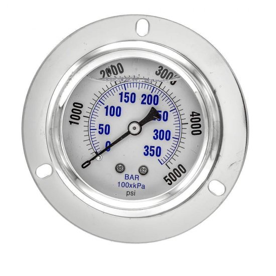 Glycerin Filled Industrial Front Flanged Panel Mount Pressure Gauge with Stainless Steel Case - Click Image to Close