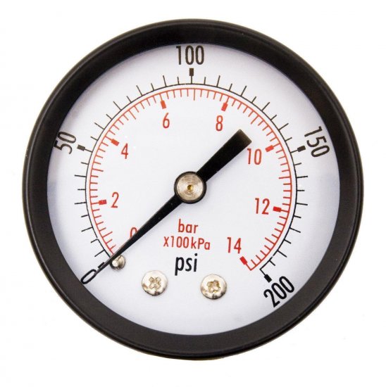 2" Dial Utility Pressure Gauge for Air Compressor Water Oil Gas, 1/4" NPT Center Back Mount - Click Image to Close