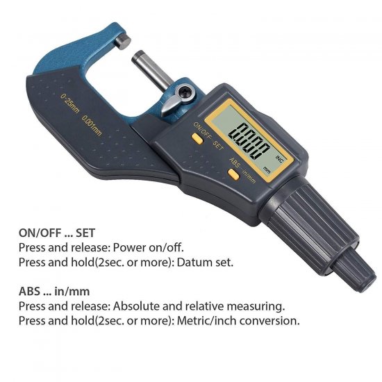 Digital Outside Micrometer 0-1" Electronic Micrometer Inch/Metric Diameter Caliper - Click Image to Close