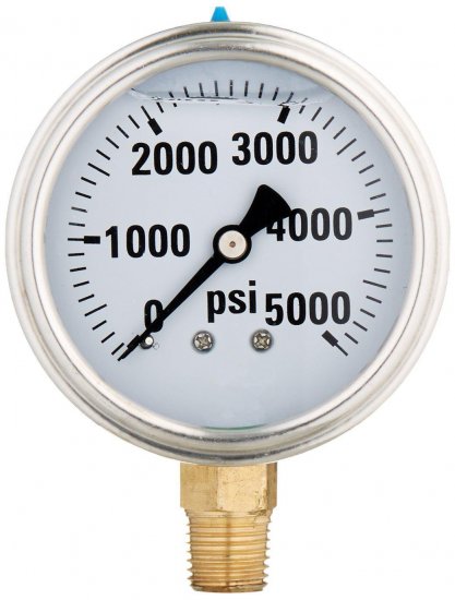 Glycerin Liquid Filled Pressure Gauge, 5000 PSI - Click Image to Close