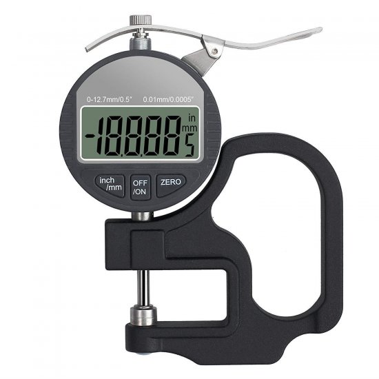 Digital Thickness Gauge 0.5 inch/12.7mm, 0.0005"/0.01mm, Thickness Meter Precise Electronic Micrometer with LCD Display - Click Image to Close