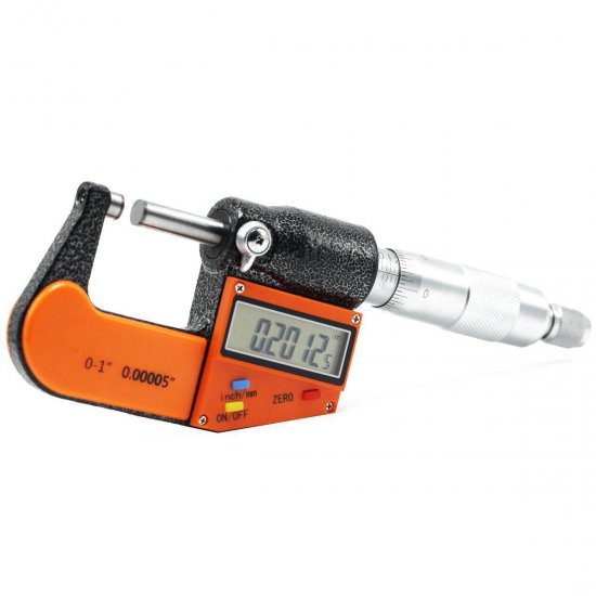 Micrometer with Large Display - Inch/Metric Conversion 0-1"/ 0-25 mm Measuring Range - Click Image to Close