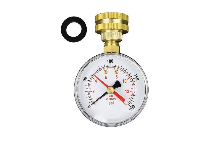 2-1/2" Pressure Gauge,Water Pressure Test Gauge, 3/4" Female Hose Thread, 0-200 PSI with Red Pointer - Click Image to Close