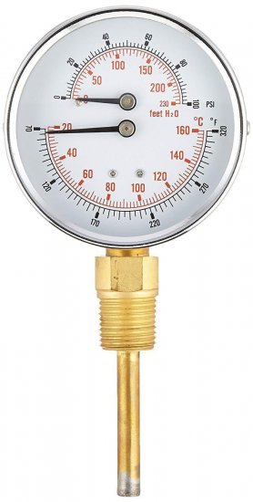 Gauge 3" Dial Size, 1/2" Male NPT Connection Size, 0/100 psi Range - Click Image to Close